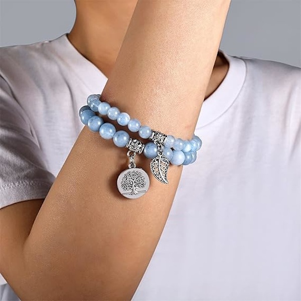 Chakraarmband för kvinnor - Kristallarmband Kvinnor Naturliga Ädelstenar Yoga Reiki Armring - En uppsättning dubbla armband A