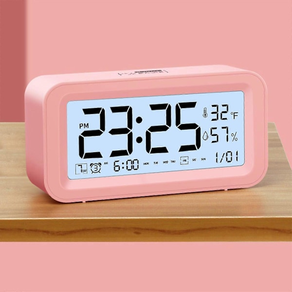 Digital Elektronisk Klocka LED-Display Elektronisk Klocka Stereo Digital Display Snooze Väckarklocka 12/24H Byt Nedräkningstid NUO0430 Pink