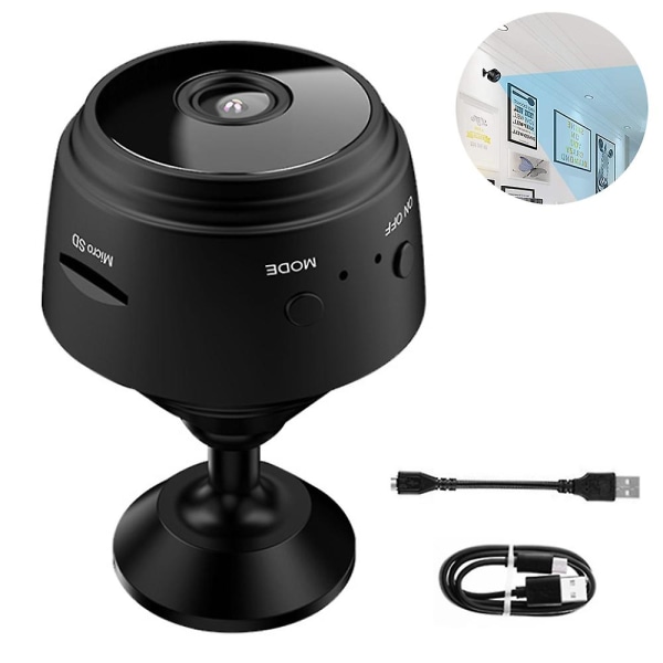 Minikamera Wifi trådlös kamera 1080p HD Small Home Security Surveillance Camera (med 64GB minneskort)