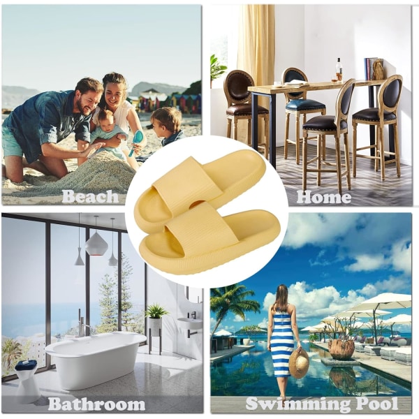 Cloud Sliders Dam Herr Sliders Tofflor Pool Sliders Sommar Flip Flop Dusch Badkudde Sliders Toffla Yellow 4/5 UK