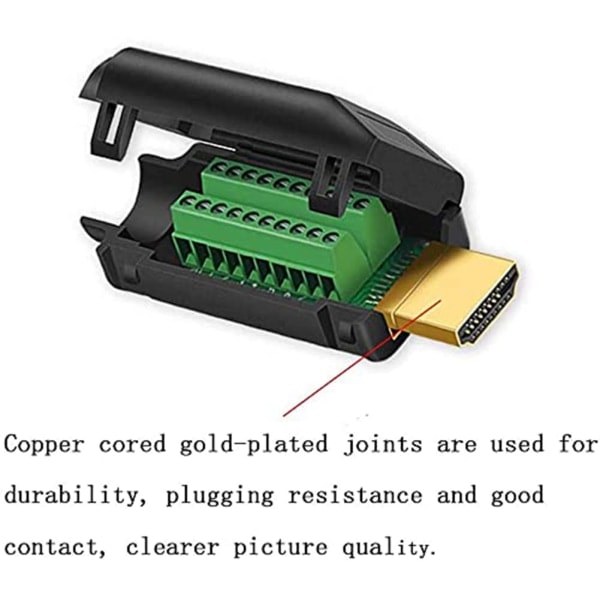 2 st HDMI Lödfri Hankontakt Snabbkoppling, Fri Svetsning Terminal Breakout Kopplingsplint med Tillbehör