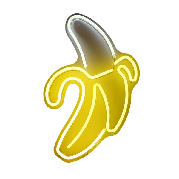 Banan Neonljusskylt Gul Vit Banan Neonljus Frukt LED-ljusskylt Nattljus Neonljus