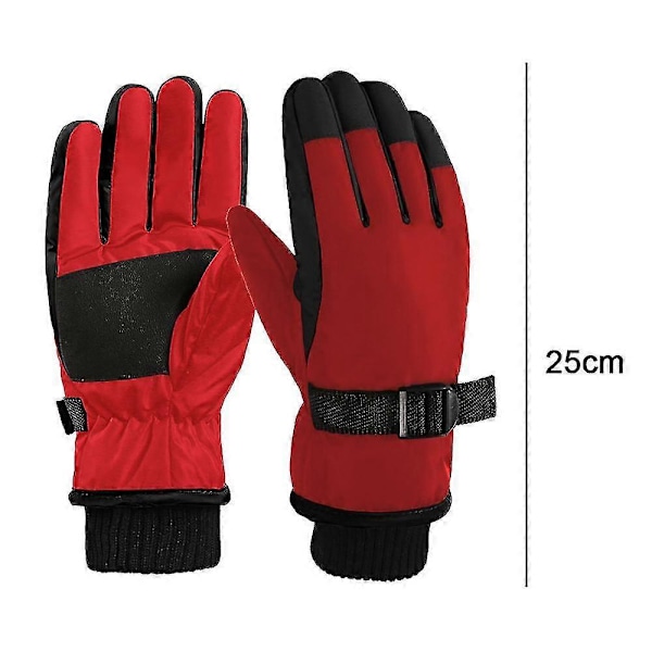 Vinterhandskar för barn, snö- och skidhandskar, ungdomshandskar för kallt väder för skidåkning Red