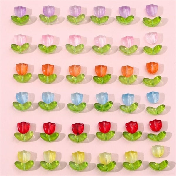 320 st tulpanblomma pärlor Glas Lösa pärlor Handgjorda