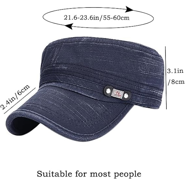 Unisex Cadet Armeijan Lippis Säädettävä Litteä Huippu Lippis Pesty Puuvilla Sotilas Hattu Baseball Lippis Navy