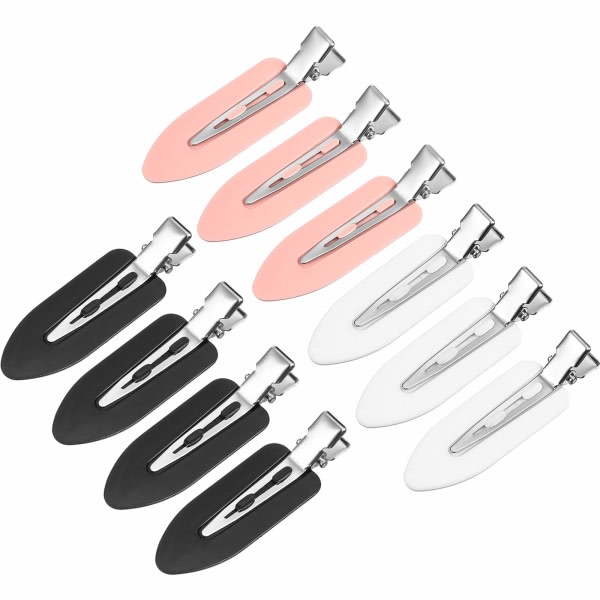 10 Pcs Makeup Hair Clip-No Wrinkled Hair Clip-No Bending Hair Clips-Hairdresser Hairpins for Hair (Black, White, Pink)