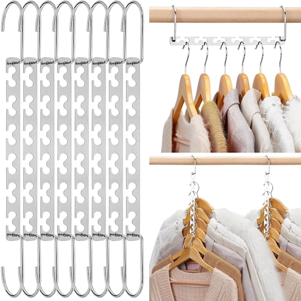 10 stk Magiske Bøjler Skabspladsbesparende Garderobe Tøj Magiske Bøjler Oragnizer Tunge Krom Bøjler, Opdateret Krogdesign 26 cm Lang