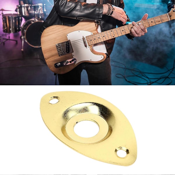 Oval Jack Plate for Gitar, Robust og Dekorativ, Utgangskontakt for Elektrisk Gitar, Erstatning, Gull