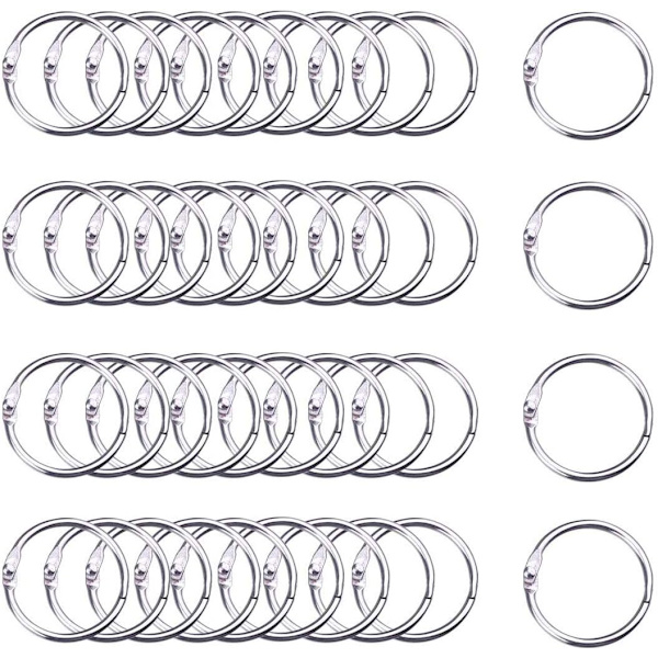100 stk. Binder Ringe, Løse Blade Binder Ringe, Bog Ringe, Metal Bindingsringe til Papirer, Flash Cards, Index Cards, Ringbind, Kontor, Skole, Hjem 1.2 Inch/30mm