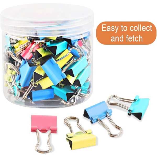 180 stk. Kontor Mini Clips, Kontor Papirklips Metal Clips Kontor Binder Clips Farvede Foldback Clips med 3 Opbevaringsbokse