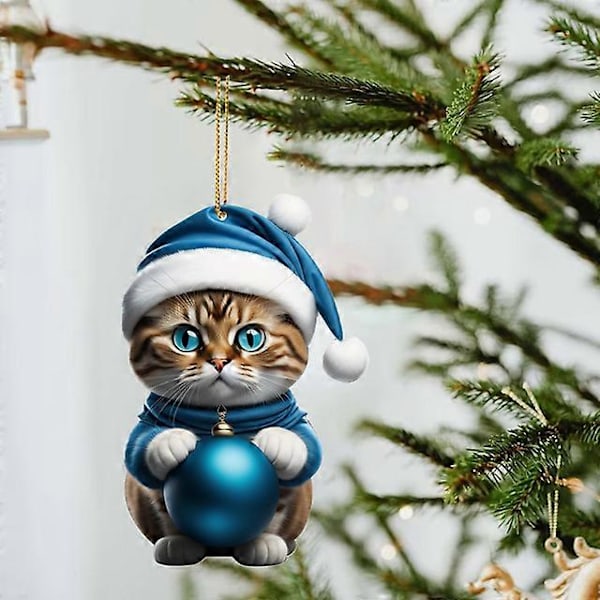 Tecknad Söt Katt 2023 Julgransprydnader Hängande Dekoration Gåva Jul Hängande Träd Personlig Hänge Festtillbehör B2