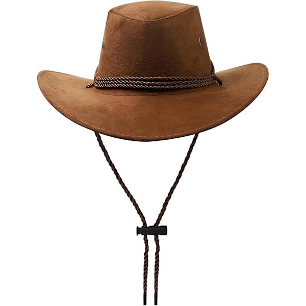 Cowboyhatt Western Solhatt Faux Filt Läder Mocka Maskerad Fest Kostym Outfit Resa Utomhus Solskydd För Herrar Dam Light brown