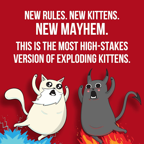 Exploding Kittens Gud mod Ond - 55 Kort Inspireret af Netflix-Serien - Niveauer Exploding Kittens med Nye Figurer