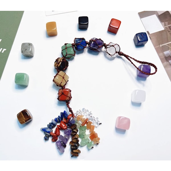 Krystal Hængende Healing Krystaller Ædelstene Dekoration Tumbled Stene Bil Bakspejl Væghængende Krystaller Reiki Krystal Gaver Seven Chakras