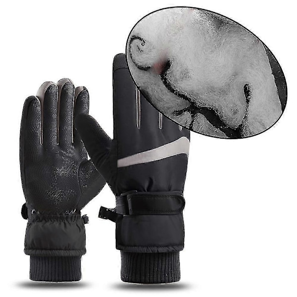 Talvihiihtohanskat miehille ja naisille, ulkoiluun, vedenpitävät, liukumattomat, kosketusnäyttö, S-XL Black S