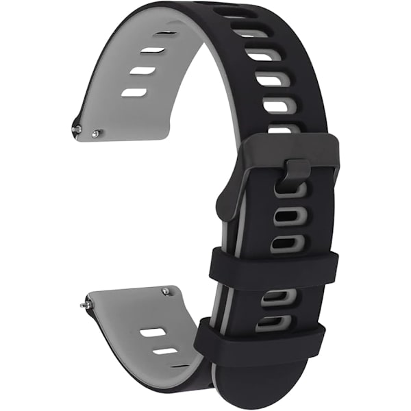 Silikon Urrem, Hurtig Udskiftning Sportsur Remme, Universal Smartwatch Rem med Sort Rustfrit Stål Spænde til Mænd Kvinder Black-Gray 22mm
