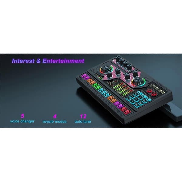 Podcast Utrustningspaket, X5 Ljudinterface med Mixer, Ljudkort Röstförvrängare för Streaming & Gaming