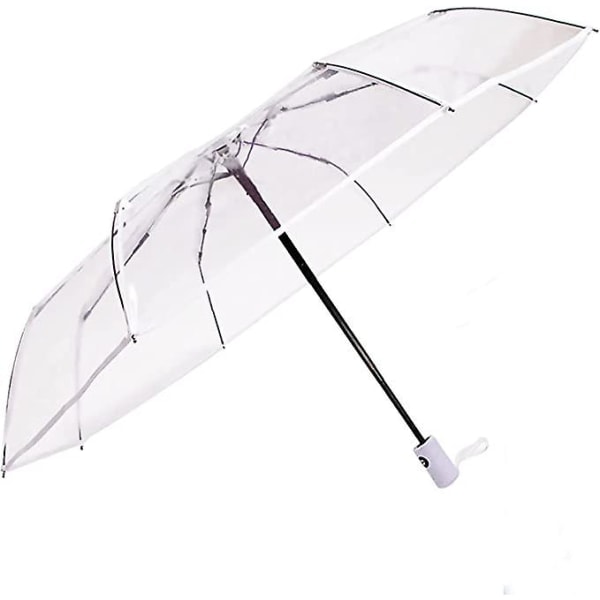 Transparent Automatiskt Paraply Hopfällbart Paraply Auto Öppna Stäng Paraply Rese Transparent Regnparaply Vindtätt Paraply För Kvinnor Flickor