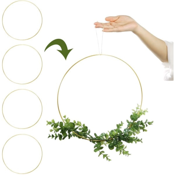 30 cm stora metallringar i guld för DIY-bröllop