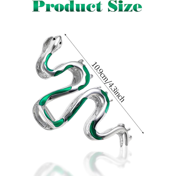 Hårklämmor för kvinnor Fashionable Green Snake Design Metallhårklämmor Starkt grepp Stora halkfria spännen Halloween Gothic
