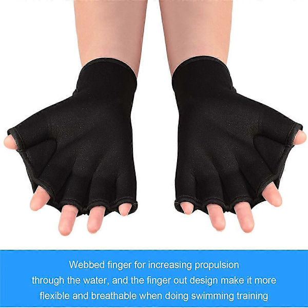 Aqua Handsker med Webbet Design til Padling - Fitness Vand Aerobic og Svømning Modstandstræning Åndbar Universelle Handsker Black L
