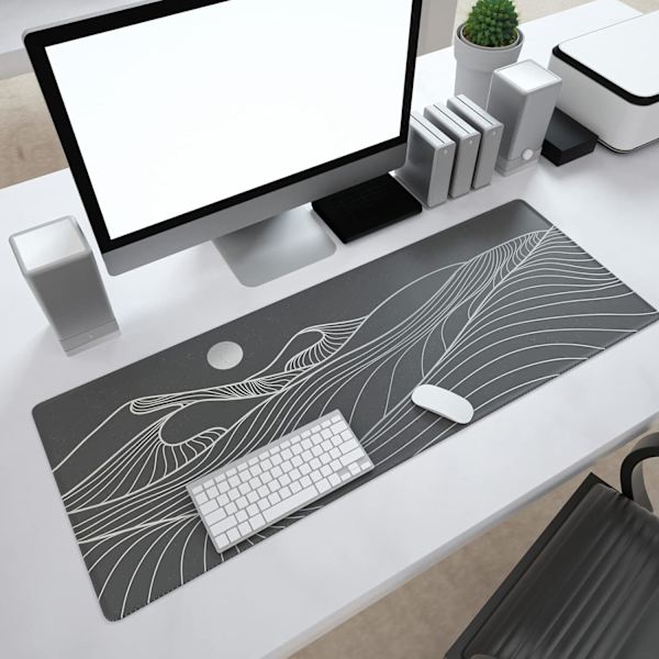 Stor Gaming Mousepad med Syet Kant, Minimalistisk Bjerg Desk Mat, Udvidet Mousepad med Anti-Slip Bund