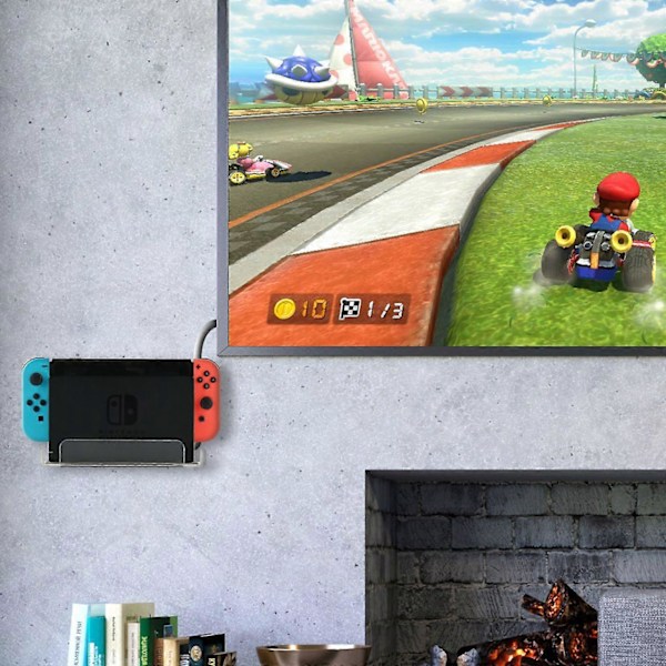 Flytande Väggmonterad Hylla Akrylhållare för Nintendo Switch Docka Multicolor, Transparent Style B