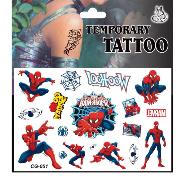 Spiderman-tatuoinnit - 4 arkkaa - Lasten tatuoinnit - Avengers monivärinen