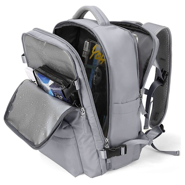Vattentät Lätt Reseryggsäckar Stor Kapacitet Kvinnors Multifunktionell Resväska USB-Laddning Kvinna Flygbagage Dark grey 43x30x20cm