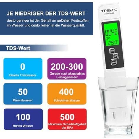 4-i-1 pH/TDS/EC/Temperatur Tester til Akvarium, Swimmingpool og Drikkevand