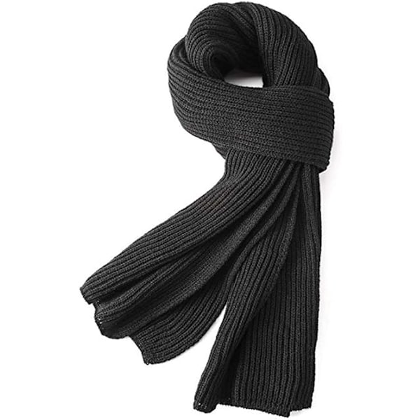 1 kpl Lämmin Syksy- ja Talvihuiv, Unisex Yksivärinen Talvi Kaula Lämmin Neulotu Huiv Black
