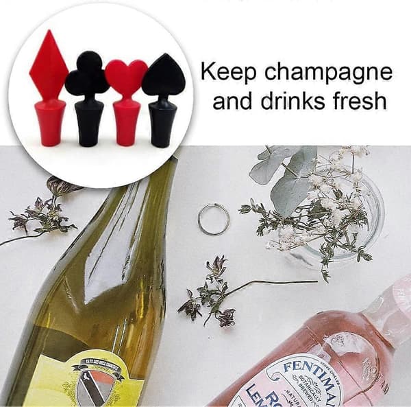 4 st Vinproppar Återanvändbara Flaskproppar Silikonproppar för Vin Champagne Dryck Öl