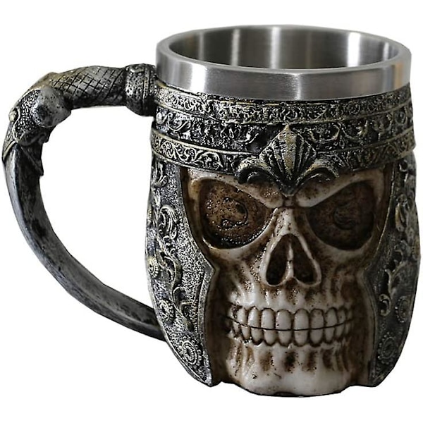 500ML Skull Coffee Mug Viking Skull Beer Mugs Stainless Steel Liner Gift for Men Father's Day Gifts