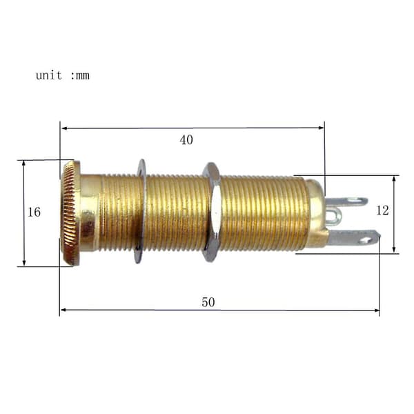 2xGuitar Bas Pickup Gevind Cylinder Jack Output Input Stik Guld