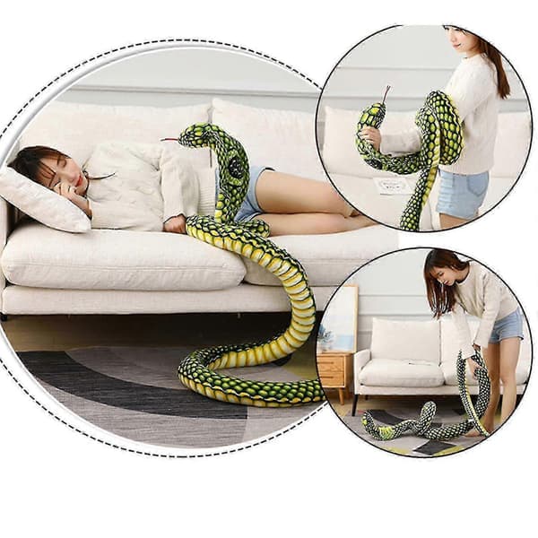 2,4 m Cobra Plysch Gosedjur Orm Cobra Orm Plysch Leksak Stor Kung Cobra Gosedjur Orm Green