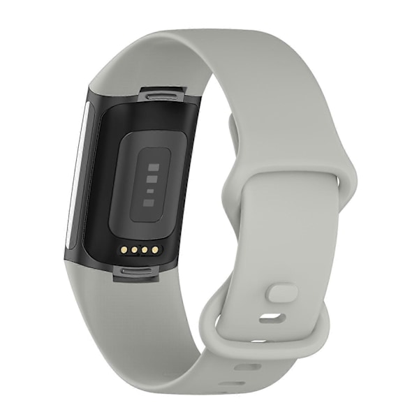 Til Fitbit Charge 5 Silikone Urrem, Størrelse:L L Grey