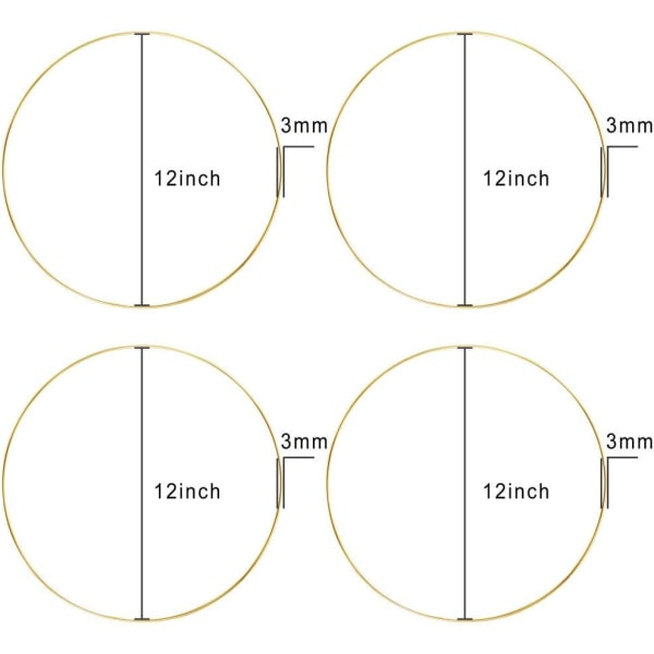 30 cm stora metallringar i guld för DIY-bröllop