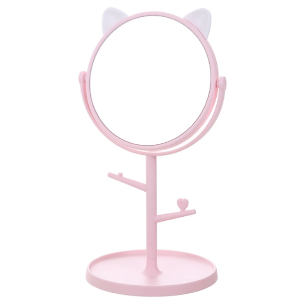 Sängspegel - Sminkningsspegel i söt kattöronform för tjejer presenter i badrum eller sovrum - Rosa