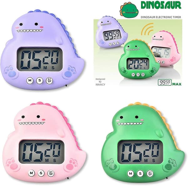 Mote Klasserom Påminnelse Kjøkken Timer Elektronisk Timer ABS Materiale Søt Dinosaur Timer Egnet for Presis Timing Kjøkken Timer Pink