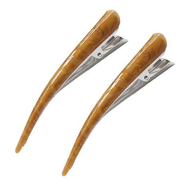 2-pack Stora Metall Näbb Krokodilklämmor för Tjockt eller Tungt Hår Hög Ljustransmission Acetat Hårklämmor Tänder Hårspännen Halkfritt Grepp