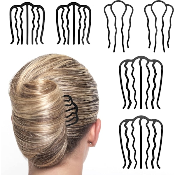 6PCS hårgaffelklämma hår sidokammar U-formad rörig uppsättning bulle hårnål tänder stift pinne vintage köttbulle hårstyling verktyg tillbehör för kvinnor flickor