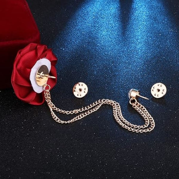 Brudgum Bröstnål Rosblomma Bröstnål Lapel Nål Badge Tassel Kedja Herrkläder Tillbehör Fars Dag Present