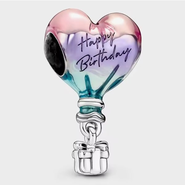 Pandora Happy Birthday Luftballong i Sterling Silver Hängberlock 791501C01, Inkluderar Originalask