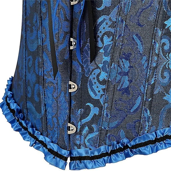 Mimigo Dame Blonde Med Snørelukning Bagpå, Stilfuld Blomstret Korset til Kvinder, Lingeri Bustier Top Plus Size BLUE 2XL