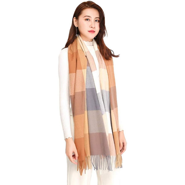 Blødt Kæmpe Cashmere Uld Sjal til Kvinder - Pashmina, Tørklæde og Wrap - Varmt Tørklæde Tæppe Camel