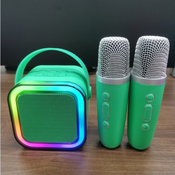 Mini Karaoke Maskine til Børn og Voksne, Bærbar Bluetooth Karaoke Højttaler med 2 Trådløse Mikrofoner, Perfekt Gave til Pigers Fødselsdagsfest Emerald green