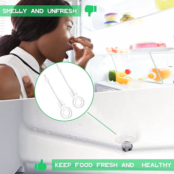 2-pack Universal Kylskåpsfrys Avloppshålskolv, Kylskåpskolv, Plastkolv för Rengöring av Avloppshål, Kylskåpstillbehör, Avlopp