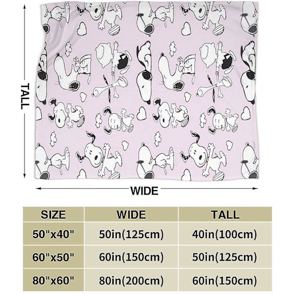 Snoopy Flannel Tæppe Super Blødt Flannel Fleece Tæppe Fluffy Varmt Tæppe Til Seng, Sofa, Flere Størrelser Til Voksne Børn Teenagere Velmatchet B 60x50in 150x125cm