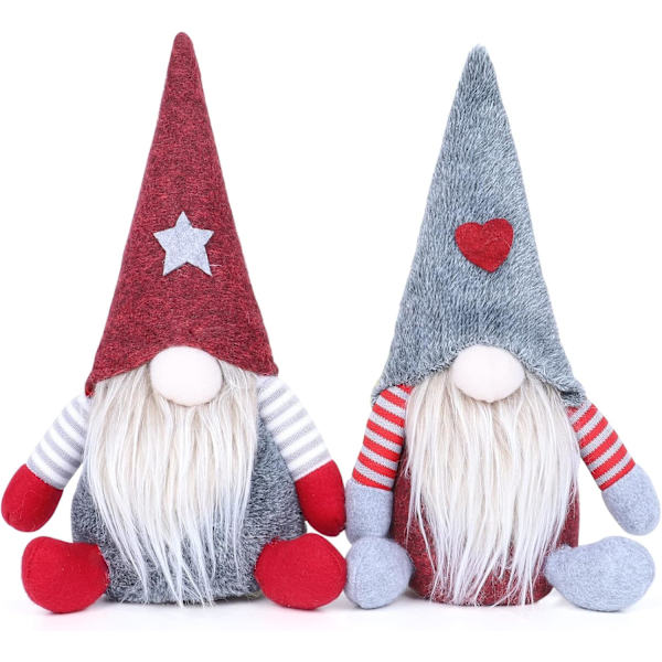 2 st jultomtar plysch tomte jul gonk dvärg älva figurer juldekorationer bordsdekoration för semesterfestivaltillbehör plyschdocka present