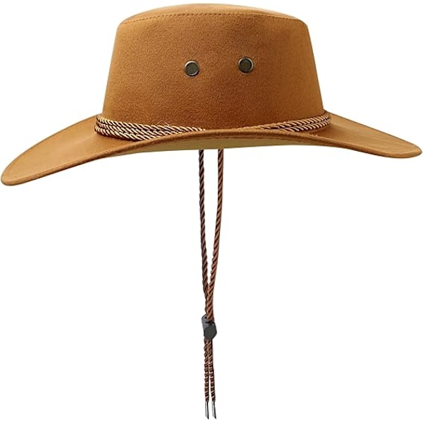 Cowboy-hattu Länsi Aurinko Hattu Tekokangas Nahka Nappalaki Hieno Pukeutuminen Juhlat Puku Asuste Matkustaa Ulkona Auringonsuojaa Miehille Naisille Beef yellow